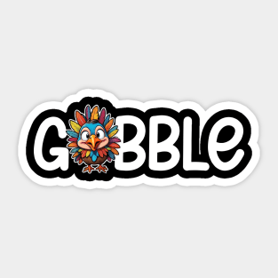 Gobble Turkey Thanksgiving Sticker